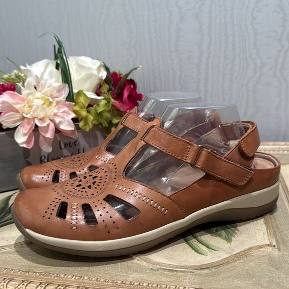 Earth Origins Kara Curie Closed Toe Leather Sandals Brown Women’s Sz 10 - Picture 4 of 13